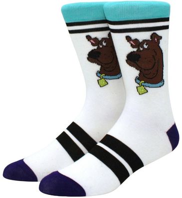 Scooby-Doo Weiße Gestreifte Motivsocken Cartoon Heroes Motiv Socken mit Scooby Doo