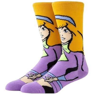 Daphne Blake Gelbe Gestreifte Motivsocken Cartoon Heroes Motiv Socken mit Scooby Doo