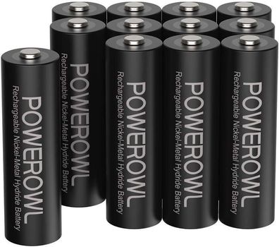 Powerowl AA Akku 2800mAh Wiederaufladbar Batterien AA 12 Stück 1,2V Batterie