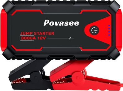 Povasee Starthilfe Powerbank, 3000A Auto Starthilfe für 12V Fahrzeuge, Starter