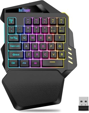 RedThunder G60 Kabellose Einhand Gaming Tastatur, Wiederaufladbare 2000mAh RGB