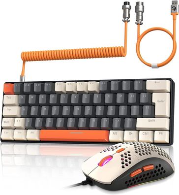 ZIYOU LANG Wired Gaming-Tastatur und Maus Combo mit Spiral USB-C Kabel T60 Pro