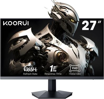 KOORUI Gaming Monitor 27 Zoll, Full HD Rahmenlos Bildschirm 165Hz Adaptive Sync