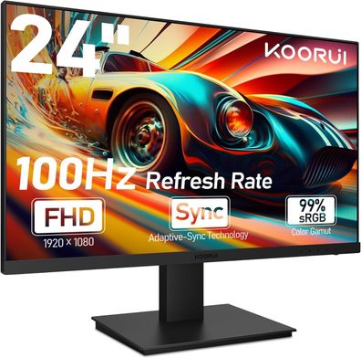 KOORUI 24 Zoll Gaming Monitor mit Lautsprecher, VA, FHD 1920x1080p, 100Hz