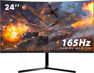 CRUA 24Zoll Curved Gaming-Monitor 144 Hz, 165 Hz FHD 1080P PC-Monitor