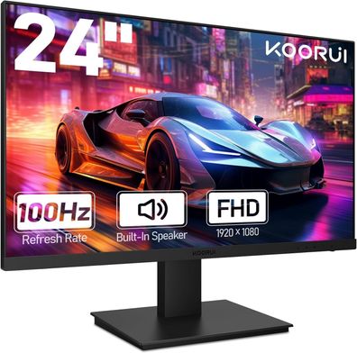 KOORUI 24 Zoll Monitor FHD 1920 x 1080p 100 Hz, VA, Build-in Speakers, 75x75mm