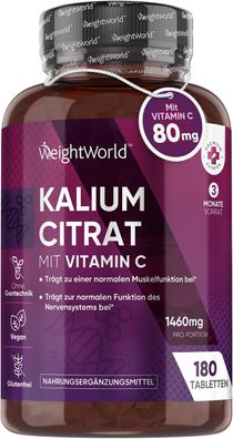 180x Kalium Tabletten, 500mg aktives Kalium (Empfohlene Einnahme) Muskelfunktion