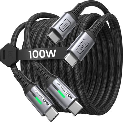 INIU USB C auf USB C Kabel, 100W [2m + 2m] Typ C Schnellladekabel PD 5A QC 4.0