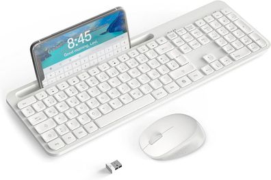 Kabellose Tastatur und Maus, 2,4 GHz Ultradünne Leise Tastatur Maus Set kabellos