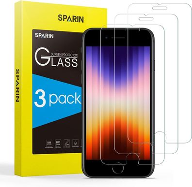 SPARIN 3x Schutzfolie Kompatibel mit iPhone 8/7 SE 2022/2020 Panzer Schutz Glas