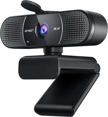 EMEET C960 2K Webcam, QHD Webcam mit Objektivabdeckung & Dual Mikrofon, TOF