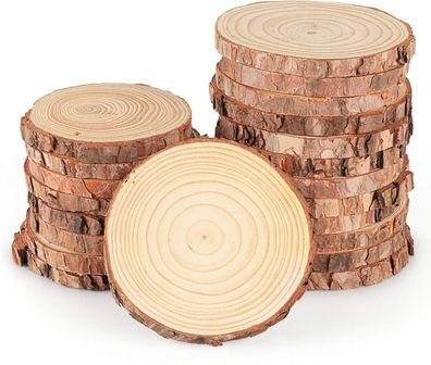 Ilauke 16 Stücke Holzscheiben Holz Log Scheiben 9-10cm Runde Naturholz