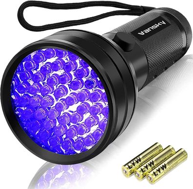 Vansky UV Schwarzlicht Taschenlampe mit 51 LEDs | UV Lampe Haustiere