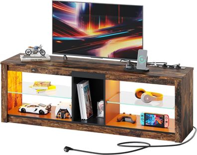 Bestier TV Schrank Lowboard für Fernseher bis zu 65 Zoll TV Board 140x35x47cm
