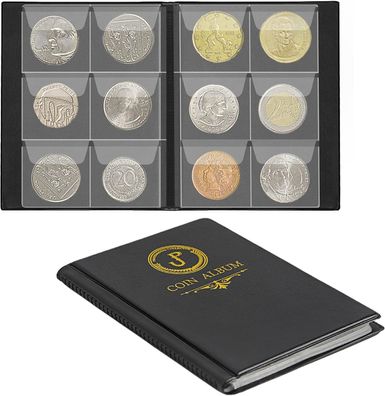 60-Fächer Münzalbum Münzhalter Münzsammlung Buch Geld Penny Pocket für Sammler