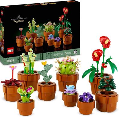 LEGO 10329 Icons Mini Pflanzen, 9 künstliche Blumen zum Bauen, Botanical
