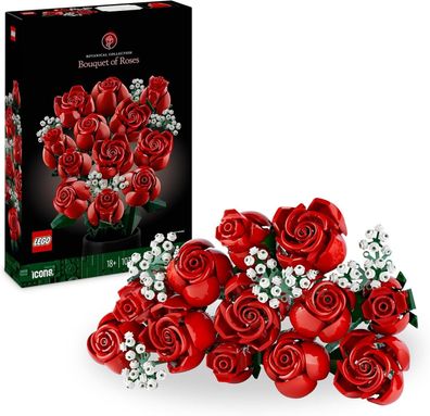 LEGO Icons Rosenstrauß, künstliche Blumen als Zimmer-Deko, Botanical, Deko