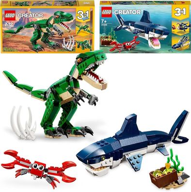 LEGO 31058 Creator Dinosaurier Spielzeug, 3-in-1 Modell mit T-Rex & 31088