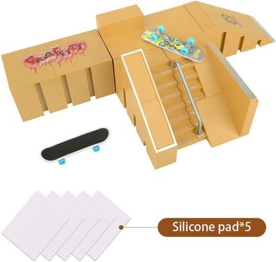 Mini Fingerskateboard-Park Kit mit 5 unabhängige Anbauteile & 2 Fingerboards