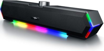 Bazivve V30 PC Lautsprecher, RGB Soundbar Gaming Lautsprecher, USB Betrieb 3,5mm