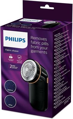 Philips Fusselentferner Entfussler Kleidungsstücke Peeling + 2 AA Batterien
