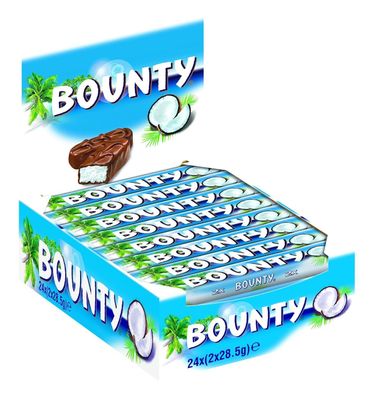 24x Bounty Schokoriegel, Kokos und Schokolade Geschmack, 57g pro Riegel