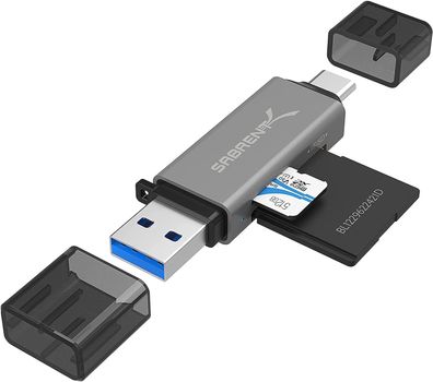 Sabrent SD, Micro SD Kartenleser, USB typ C 3.2 gen 1 Kartenleser, 5Gbps High