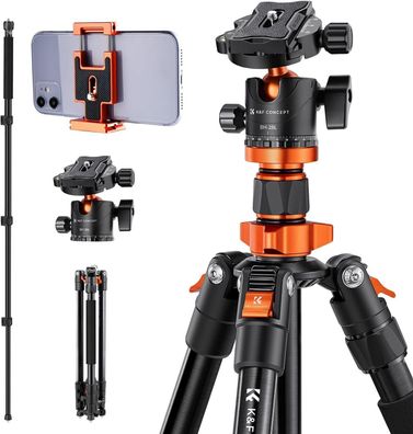 K&F Concept Handy Stativ Kamera Stativ mit 2 in 1 Alu-Schellwechselplatte