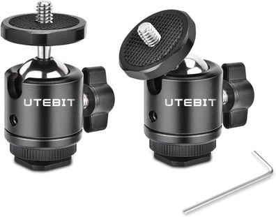 UTEBIT 2 Pack Mini-Kugelkopf mit 1/4" Hot Shoe Mount Adapter 360 Grad drehbar