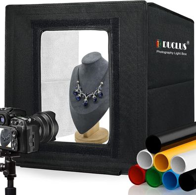 Fotobox 40x40 cm Faltbare Fotostudio 5500K Dimmbare Lichtzelt Set 160xLED-Perlen