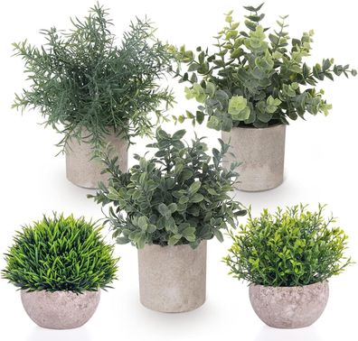 Ilauke 5 Stücke Künstliche Pflanzen, Kleine Kunstpflanze Echt Eukalyptus