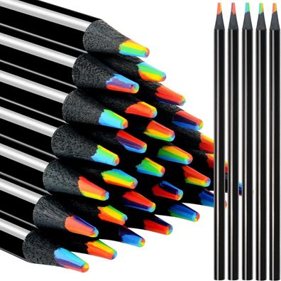 Nsxsu 36x Regenbogen Buntstifte, 7 in 1 schwarze hölzerne Regenbogenstifte