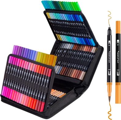 120x Dual Brush Pen Set, Filzstifte Farben Pinselstifte Set Dicke und Dünne