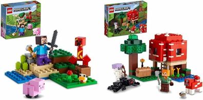 LEGO 21179 Minecraft Das Pilzhaus, ab 8 Jahren & 21177 Minecraft Der Hinterhalt