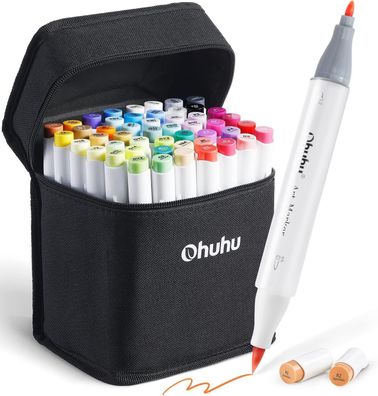 Graffiti Stifte und Tasche, Pinsel Marker Stift mit 48 Farben von Ohuhu, Tinte