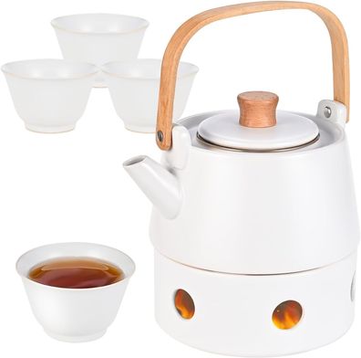 Herboom Teeservice Porzellan mit Sieb, 850ML Teeservice, 4 Tassen für Losen Tee