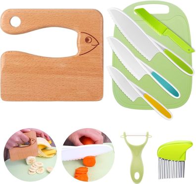 Kindermesser 8-teiliges Kinder-Küchenmesser-Set zum Schneiden und Kochen Küche