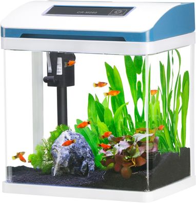 Glas Mini Aquarium Becken Komplettset 7.5L Nano Kleine Fish Tank Starter