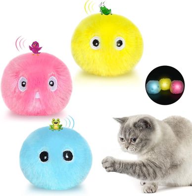 Extfans 3 Stück Katzenbälle Interaktives Katzenspielzeug Ball mit Sound