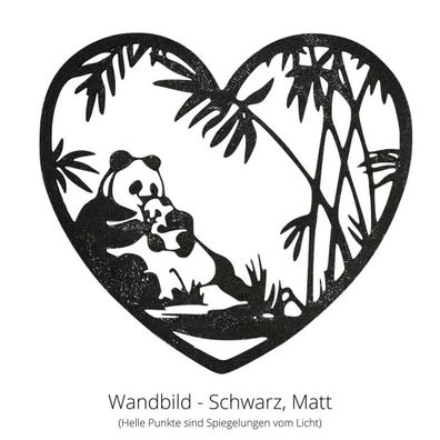 Wandbild “Panda im Herzen” Wanddekoration – 230 x 145 x 3mm - Kunststoff Deko