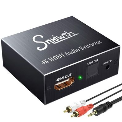 Snxiwth HDMI Audio Extractor 4K@30Hz Konverter HDMI zu HDMI + Optisches SPDIF