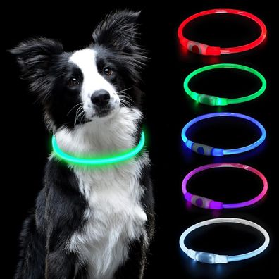 AUAUY Leuchthalsband Hund, LED Hundehalsband USB Aufladbar Längenverstellbarer