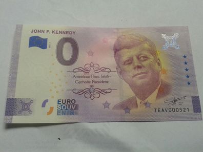 0 euro Schein Kennedy Souvenirschein John F. Kennedy 2021-1