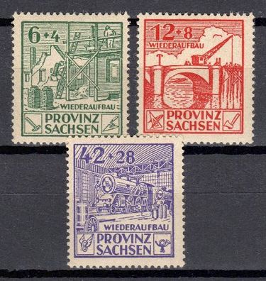 SBZ Provinz-Sachsen Mi. Nr. 87A - 89A postfrisch kompletter Satz, mnh full set