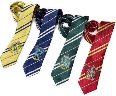 4er Pack Harry Potter Krawatten Haus Ravenclaw Gryffindor Slytherin Huffelpuff Wappen