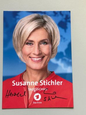 Susanne Stichler Tagesschau Autogrammkarte original signiert #S1787