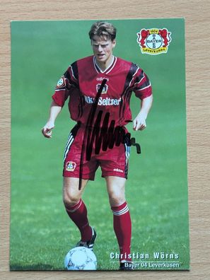 Christian Wörns Bayer 04 Leverkusen Autogrammkarte original signiert #S2934