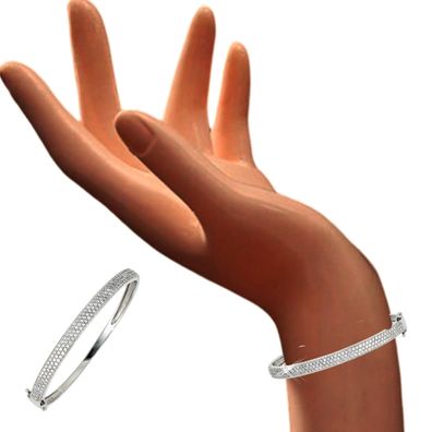 Damen Armreif Armband aus 925 Sterling Silber Zirkoniasteine Klappverschluss