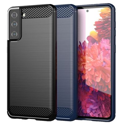 TPU Hülle für Samsung Galaxy S21 Carbon Fiber Skin Brushed Schutzcover Soft Case