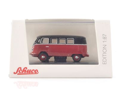 Schuco H0 452633700 Modellauto Bus VW T1c schwarz-rot 1:87